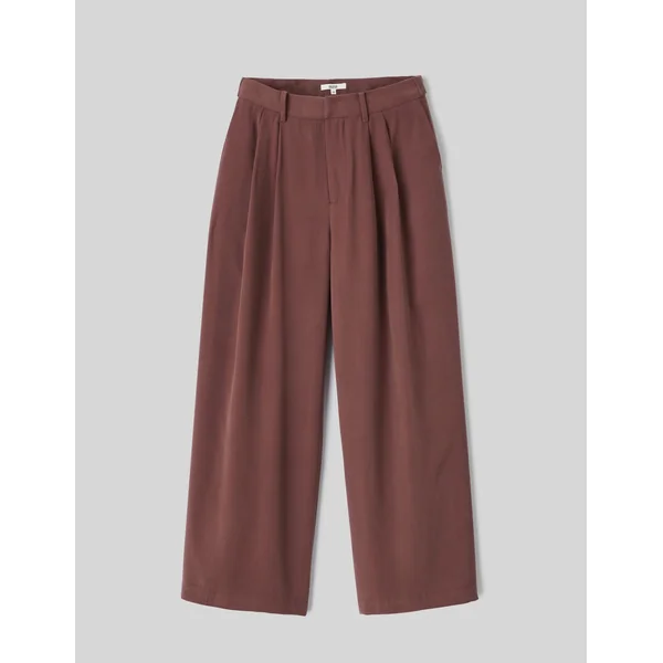 Pantalon fluide à pinces Marron