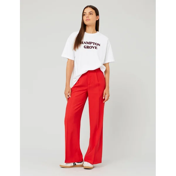 Pantalon fluide à pinces Rouge