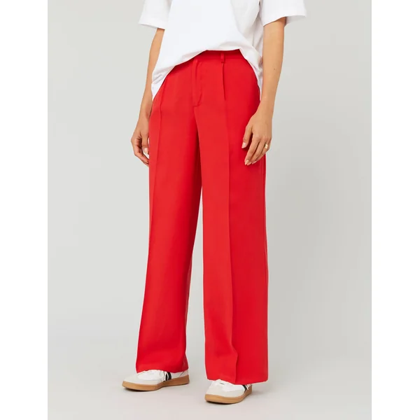 Pantalon fluide à pinces Rouge