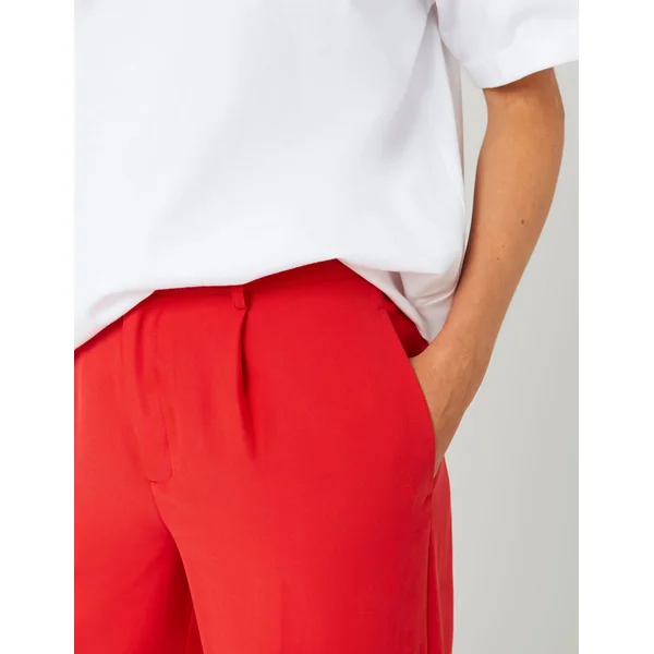Pantalon fluide à pinces Rouge