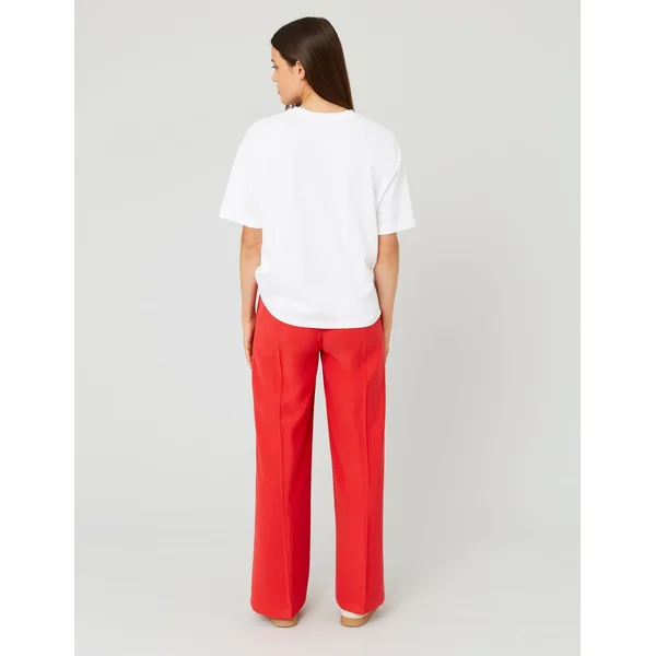 Pantalon fluide à pinces Rouge
