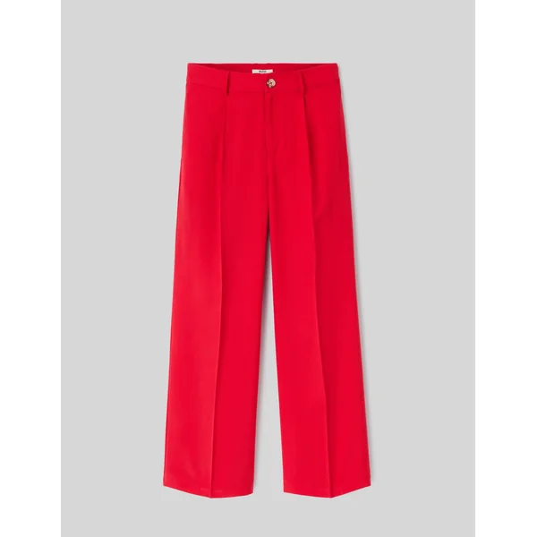 Pantalon fluide à pinces Rouge