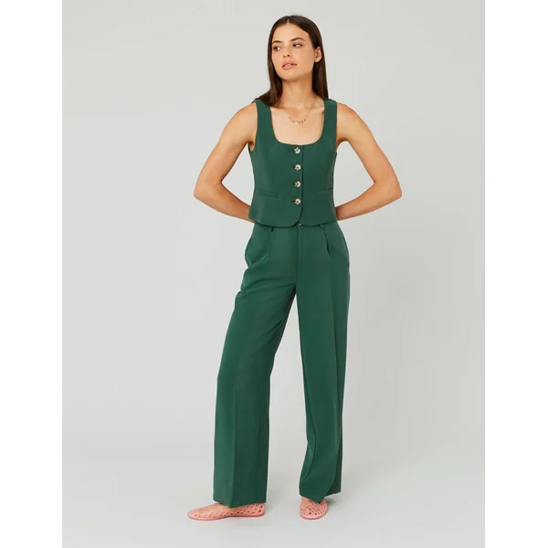 Pantalon fluide à pinces Vert