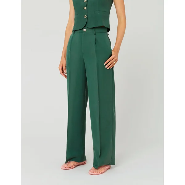Pantalon fluide à pinces Vert