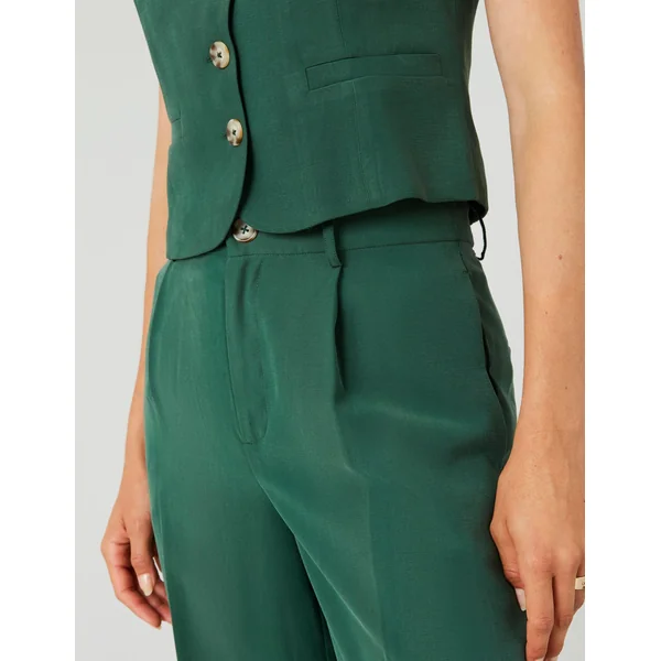 Pantalon fluide à pinces Vert