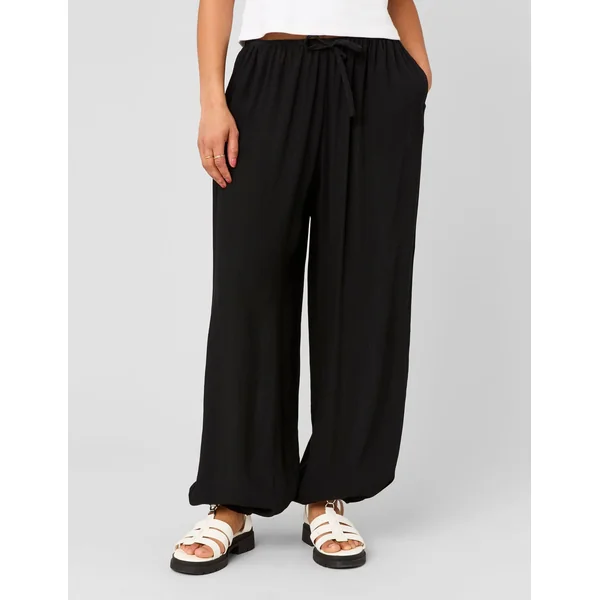 Pantalon fluide élastiqué bas Noir