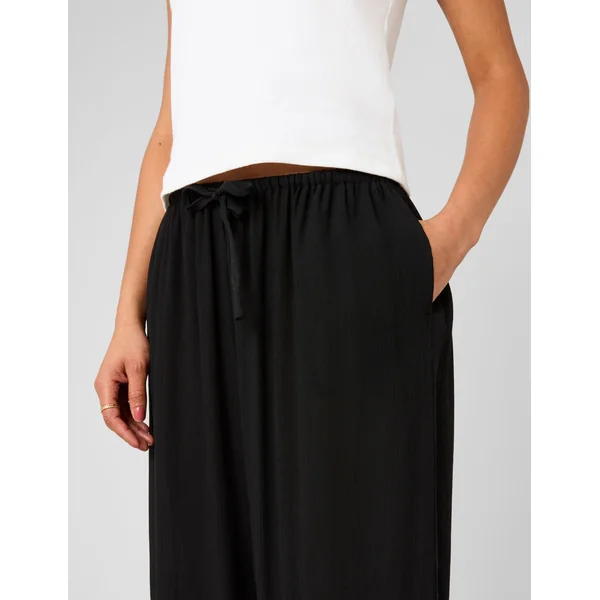 Pantalon fluide élastiqué bas Noir
