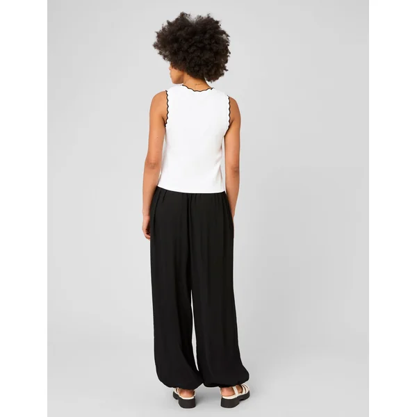 Pantalon fluide élastiqué bas Noir