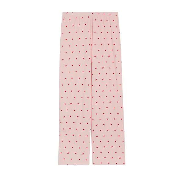 Pantalon jersey côtelé motifs cœurs