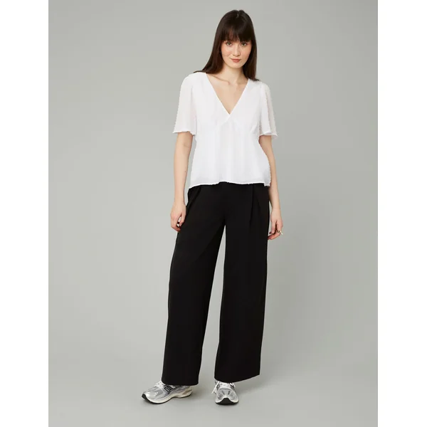 Pantalon large à pinces Noir