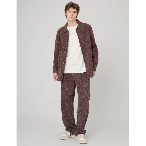 Pantalon loose imprimé Marron foncée