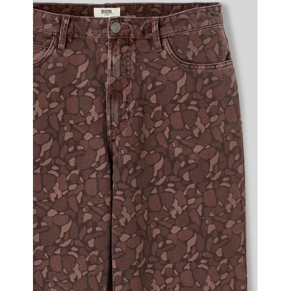 Pantalon loose imprimé Marron foncée