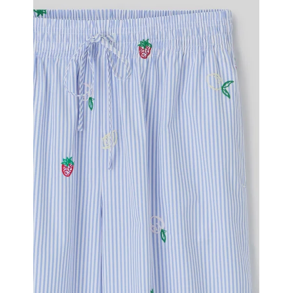 Pantalon rayé brodé Bleu moyen