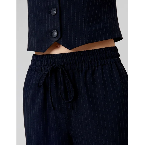 Pantalon rayé polyester recyclé Bleu foncé