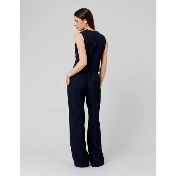 Pantalon rayé polyester recyclé Bleu foncé