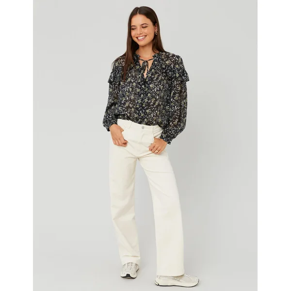Pantalon straight velours Naturel
