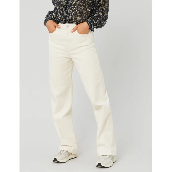 Pantalon straight velours Naturel
