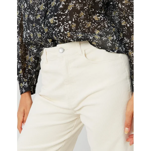 Pantalon straight velours Naturel