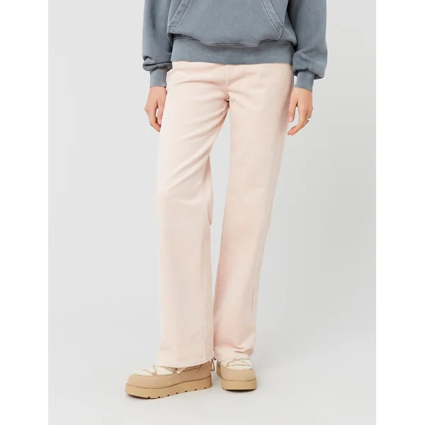 Pantalon straight velours Rose pâle