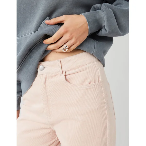 Pantalon straight velours Rose pâle