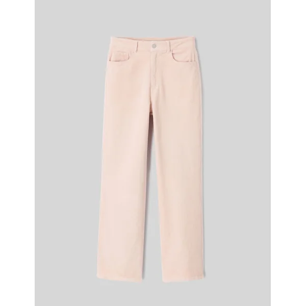 Pantalon straight velours Rose pâle