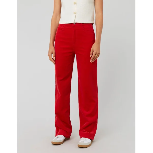 Pantalon straight velours Rouge