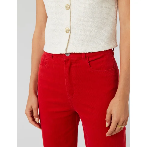 Pantalon straight velours Rouge