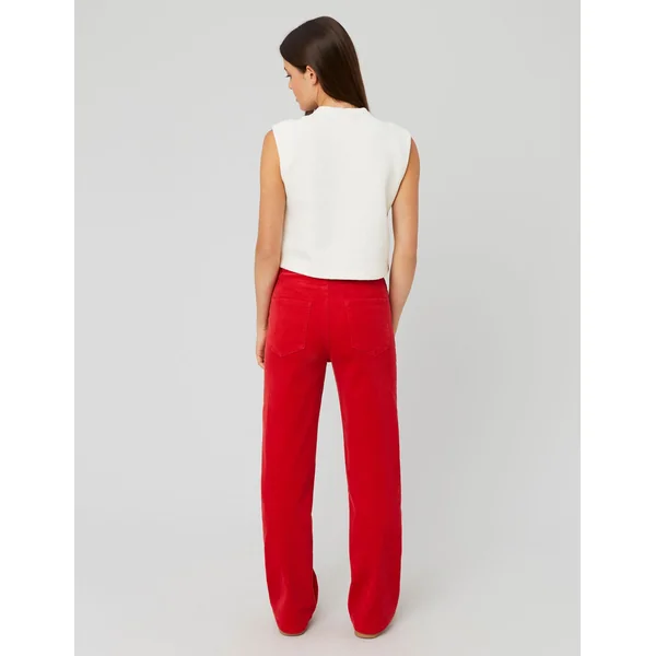 Pantalon straight velours Rouge