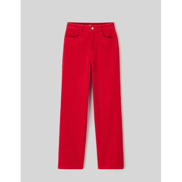 Pantalon straight velours Rouge