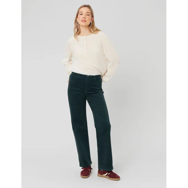 Pantalon straight velours Vert sapin
