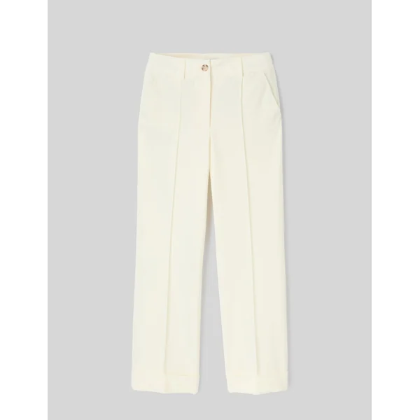 Pantalon tailleur à revers Ecru