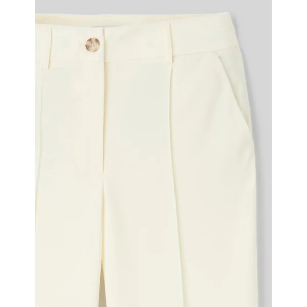 Pantalon tailleur à revers Ecru