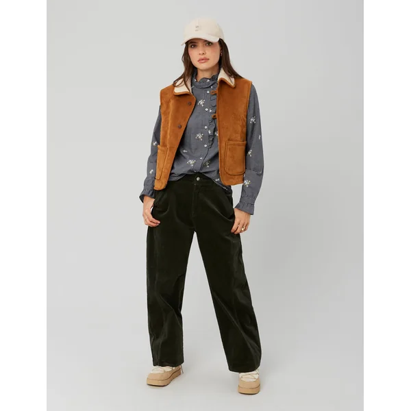 Pantalon velours balloon Kaki foncé