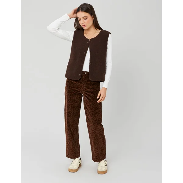 Pantalon velours léopard Marron