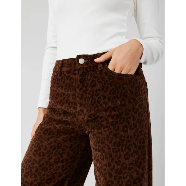 Pantalon velours léopard Marron
