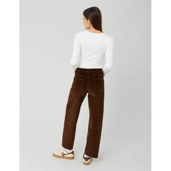 Pantalon velours léopard Marron