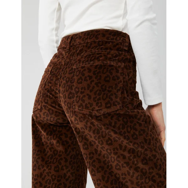 Pantalon velours léopard Marron
