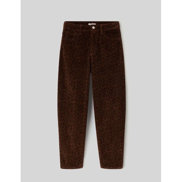 Pantalon velours léopard Marron