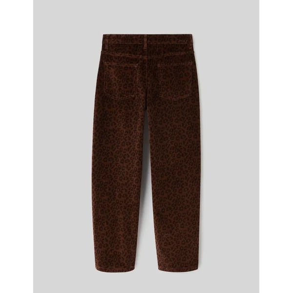 Pantalon velours léopard Marron