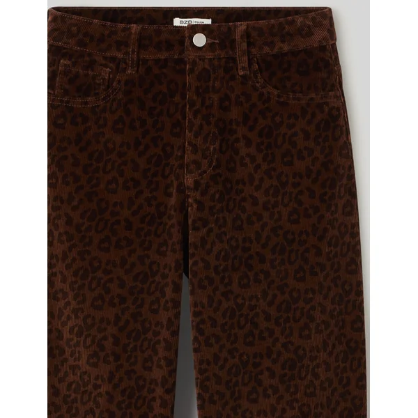 Pantalon velours léopard Marron