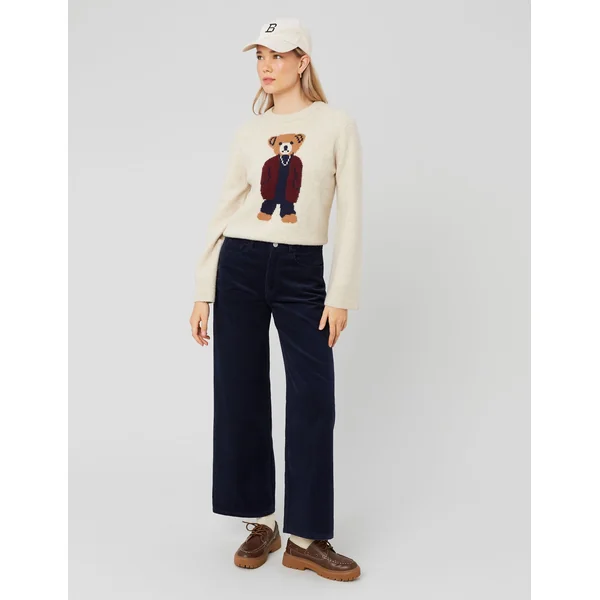 Pantalon wide leg velours Bleu foncé