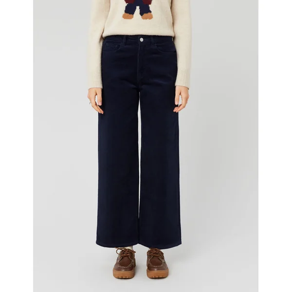 Pantalon wide leg velours Bleu foncé