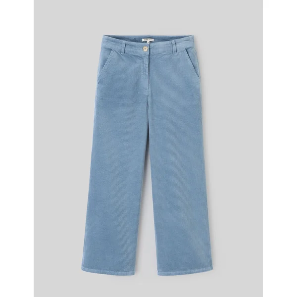 Pantalon wide leg velours cropped Bleu foncé
