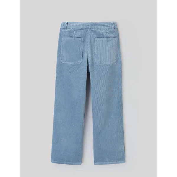Pantalon wide leg velours cropped Bleu foncé