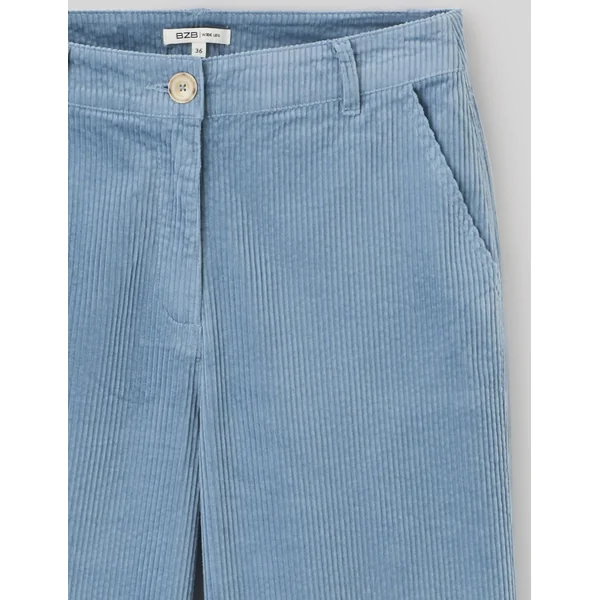 Pantalon wide leg velours cropped Bleu foncé