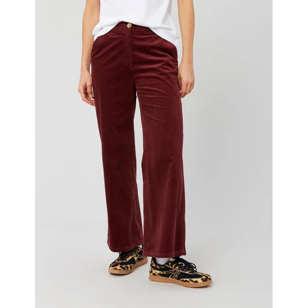 Pantalon wide leg velours cropped Bordeaux