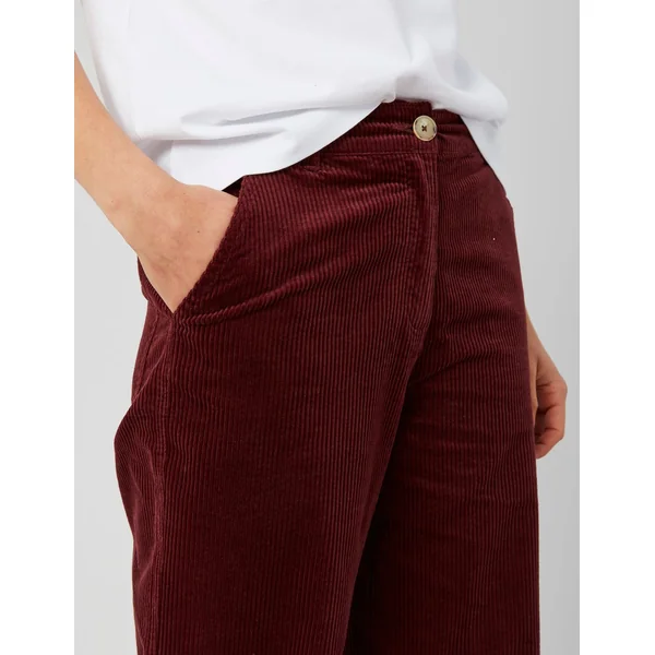 Pantalon wide leg velours cropped Bordeaux