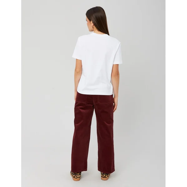 Pantalon wide leg velours cropped Bordeaux