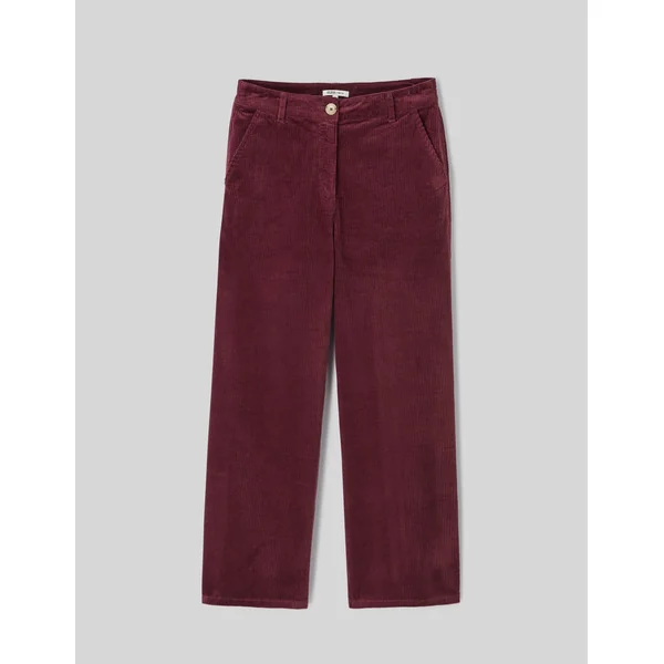 Pantalon wide leg velours cropped Bordeaux
