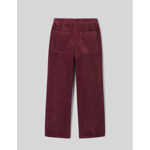 Pantalon wide leg velours cropped Bordeaux